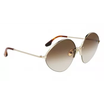 Victoria Beckham VB220S-702 Sieviešu lielizmēra kvadrātveida saulesbrilles Zelta Brūns gradients 64mm
