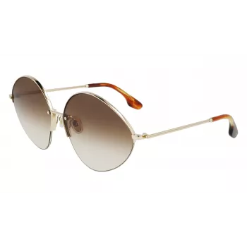 Victoria Beckham VB220S-702 Sieviešu lielizmēra kvadrātveida saulesbrilles Zelta Brūns gradients 64mm