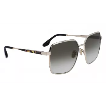 Victoria Beckham VB234S-700 Sieviešu pārspīlēti kvadrātveida saulesbrilles ar zelta metāla rāmi un brūnām lēcām 59mm