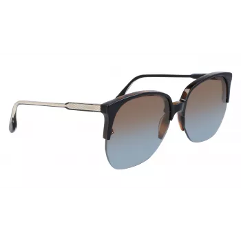 Victoria Beckham VB617S-005 Sieviešu lielizmēra kvadrātveida saulesbrilles, spīdīgs melns rāmis, pelēkas lēcas, 63/15/140 mm