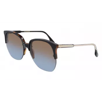 Victoria Beckham VB617S-005 Sieviešu lielizmēra kvadrātveida saulesbrilles, spīdīgs melns rāmis, pelēkas lēcas, 63/15/140 mm