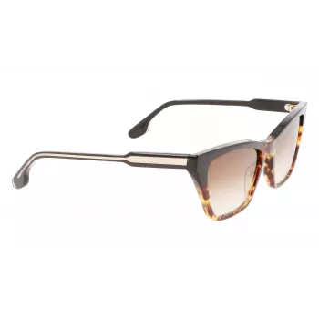 Victoria Beckham VB638S-005 Sieviešu kvadrātveida acetāta saulesbrilles - Melns rāmis, pelēks gradients stikls 55/17/140 mm