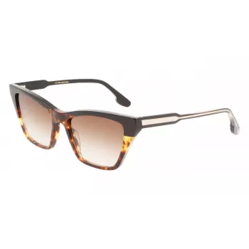 Victoria Beckham VB638S-005 Sieviešu kvadrātveida acetāta saulesbrilles - Melns rāmis, pelēks gradients stikls 55/17/140 mm