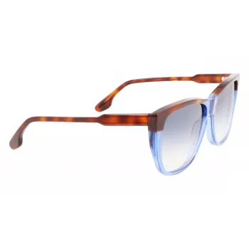 Victoria Beckham VB639S-418 Sieviešu lielizmēra kvadrātveida saulesbrilles – tumši zils acetāta rāmis ar pelēkiem gradienta stikliem