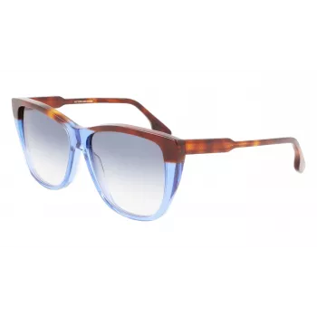 Victoria Beckham VB639S-418 Sieviešu lielizmēra kvadrātveida saulesbrilles – tumši zils acetāta rāmis ar pelēkiem gradienta stikliem