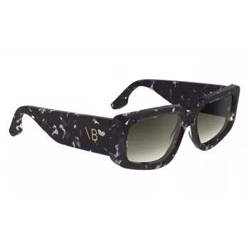 Victoria Beckham VB670S-010 Sieviešu lielizmēra kvadrātveida saulesbrilles, melns acetāts, pelēkas lēcas, 54 mm