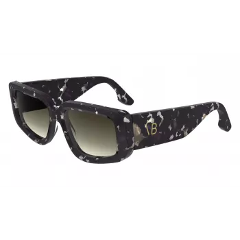 Victoria Beckham VB670S-010 Sieviešu lielizmēra kvadrātveida saulesbrilles, melns acetāts, pelēkas lēcas, 54 mm