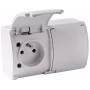 VIPLAST KOALA 162-01 Dubultā virsmas kontaktligzda ar zemējumu un vāciņu, E tips 16A 250V, IP44 balta