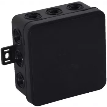 VIPLAST V6 Klik Virsmas Montāžas Sadales Kārba, 12 Kabeļu Ieejas, IP54, Melna, 85x85x41 mm, Tukša