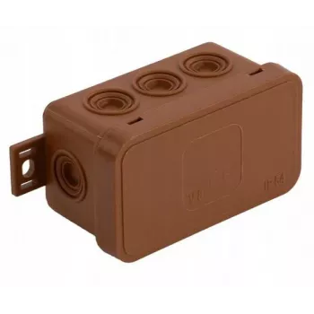 VIPLAST V8 Klik Virsmas Montāžas Sadales Kārba, Tukša, 8 Kabeļu Ieejas, IP54, Brūna, 80x45x41mm