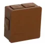 VIPLAST VP-02 virsmas montāžas sadales kārba, 6 kabeļu ieejas, aizvēršanās vāks, brūna, IP55, 86x86x40 mm