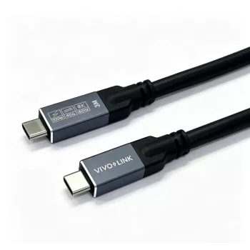 VIVOLINK USB-C to USB-C kabelis 0.5m 20Gbps 100W PD 4K Video Melns