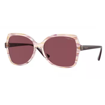VOGUE VO5488S30625Q Sieviešu tauriņveida saulesbrilles – caurspīdīgi rozā rāmis, tumši violeti gradienta stikli, 56 mm