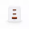 Voltage GaN 67W sienas lādētājs, 2x USB-C un 1x USB-A, PD 3.0, QC 3.0, PPS, EU spraudnis, balts