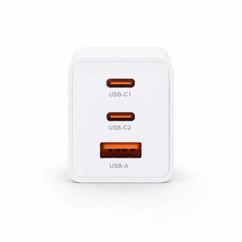 Voltage GaN 67W sienas lādētājs, 2x USB-C un 1x USB-A, PD 3.0, QC 3.0, PPS, EU spraudnis, balts