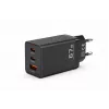 Voltage GaN lādētājs 67W, PD 3.0 / QC 3.0, 2x USB-C & 1x USB-A, EU spraudnis, melns