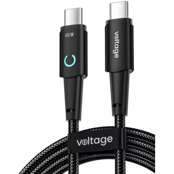 VOLTAGE PowerAngle USB-C to USB-C 100W PD kabelis 1m Melns