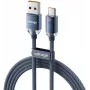 VOLTAGE PureCrystal 66W USB-A uz USB-C ātrās uzlādes kabelis 1m zils
