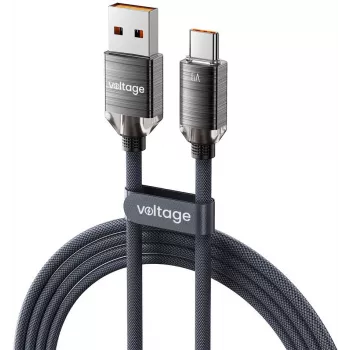 VOLTAGE PureCrystal USB-A uz USB-C kabelis 66W 2m Melns