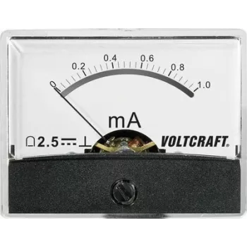 VOLTCRAFT AM-60X46/1MA/DC analogais panelam paredzētais mērītājs, līdzstrāva 0-1 mA, kustīgā spule, 46x60 mm
