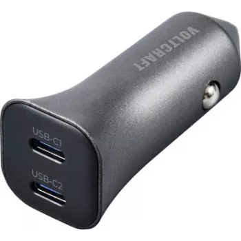 VOLTCRAFT CPS-40W/2 VC-RA401 USB auto lādētājs 40 W 2x USB-C PD 3.0 sudraba-melns VC-15257660