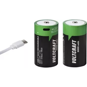 VOLTCRAFT Mono (D) Li-Ion akumulators 6000 mAh 1,5 V, 2 gab. ar USB-C uzlādi (VC-17275580)