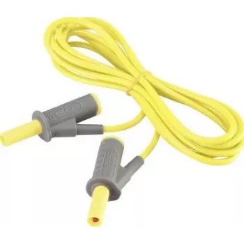 VOLTCRAFT MSB-501 drošības mērīšanas vads, 4 mm savienojami banānu kontaktdakšiņas, 2 m, dzeltens, CAT III 1000 V / CAT IV 600 V, 16 A VC-8063480