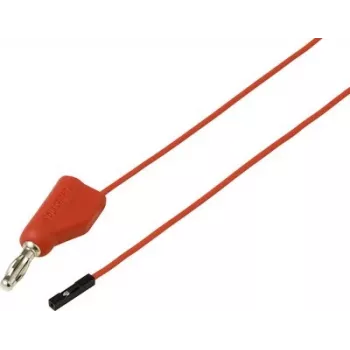 Voltcraft MSL-315 sarkans mērīšanas vads, 4 mm drošības kontaktdakša uz 0,64 mm drošības ligzdu, 1 m, kaudzējams, 60 V DC, 1 A VC-17182170