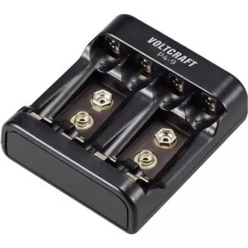VOLTCRAFT P4-9 Apaļo elementu lādētājs NiMH/NiCd AA, AAA, 9V bloka VC-14936385
