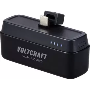 VOLTCRAFT VC-PBP3040PD pārnēsājamais akumulators 4500 mAh USB-C PD Li-Ion matēti melns ar statusa indikatoru