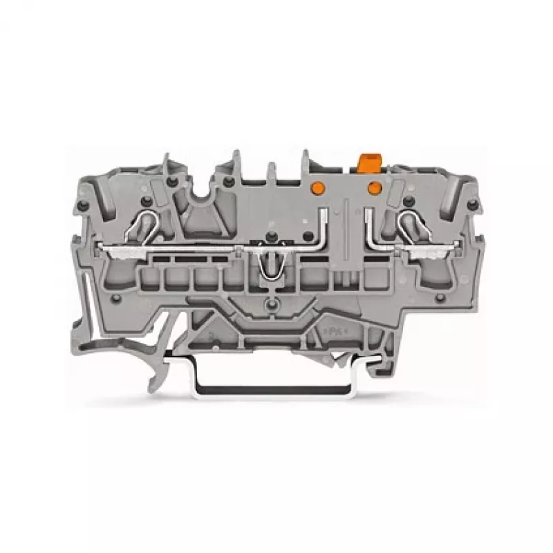 WAGO 2002-1671 2-vadu atslēgšanas un testa spaiļu bloks ar Push-in CAGE CLAMP, pelēks