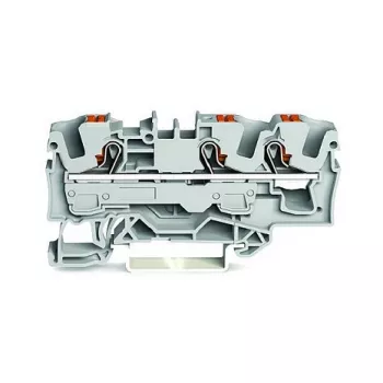 WAGO 2206-1301 3-vadu caurlaides spaiļu bloks ar spiedpogu, 6 mm², pelēks