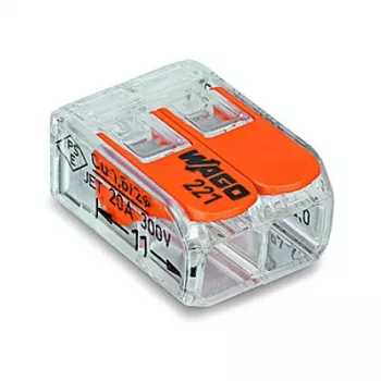 WAGO 221-412 2-Dzīslu Kompakts Savienotājs, 0.2-4 mm², 100 Gab.