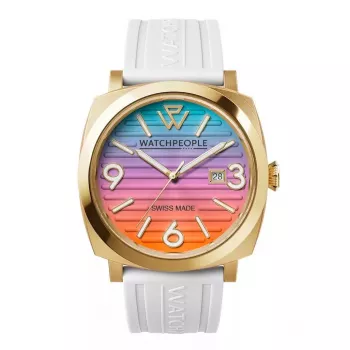 WATCHPEOPLE 700984 Sieviešu analogs kvarca pulkstenis 45mm nerūsējošā tērauda korpuss melns ciparnīca ādas siksniņa