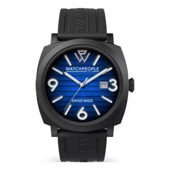 WATCHPEOPLE Sieviešu 700992 Analogais kvarca pulkstenis 45mm Melns ciparnīca Īsta ādas siksniņa