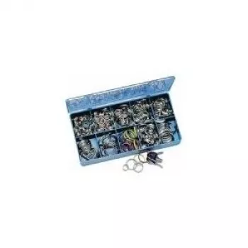 WEDO 262 300 atslēgu gredzenu komplekts, 300 gab., rūdīts tērauds, spīdīgs niķelis, 6 izmēri (15-35 mm)