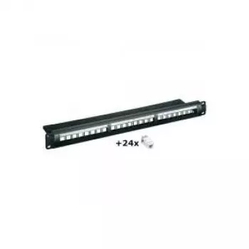Wentronic 24 portu CAT6 UTP patch panelis, 1U 19 collu statīva montāža, melns (95336)