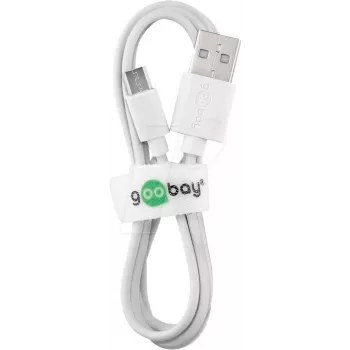 WENTRONIC Goobay 38665 USB 2.0 kabelis, USB-A male uz Micro-USB B male, 0,5 m, balts