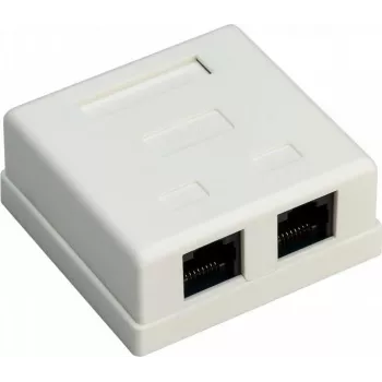 Wentronic Goobay 77633 Cat 6 ekranēta virsmas montāžas RJ45 tīkla ligzda, 2 porti, balta
