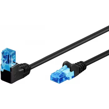 WENTRONIC Goobay CAT 6A tīkla kabelis, 1x 90° leņķa, U/UTP, melns, 10 m - fiksators augšpusē, CCA (51533)