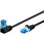 WENTRONIC Goobay CAT 6A tīkla kabelis, 1x 90° leņķa, U/UTP, melns, 10 m - fiksators augšpusē, CCA (51533)