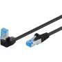 Wentronic Goobay CAT 6A S/FTP tīkla kabelis, RJ45 uz RJ45 90° leņķa, 0,5 m, melns, LSZH, varš, 10 Gbps 51556