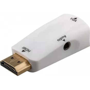 Wentronic Goobay kompakts HDMI uz VGA adapteris ar audio - HDMI male uz VGA female + 3,5 mm jack, 1080p, melns 44793
