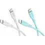 WENTRONIC Goobay Crystal Lagoon komplekts 2x USB-C silikona kabelis, 1,5 m, balts un tirkīzzils (81259)