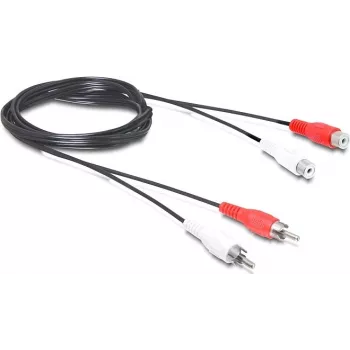 Wentronic Goobay RCA pagarinājuma kabelis, 2,5 m, 2x RCA male uz 2x RCA female, stereo audio, melns 50026