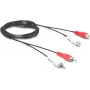 Wentronic Goobay RCA pagarinājuma kabelis, 2,5 m, 2x RCA male uz 2x RCA female, stereo audio, melns 50026