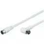 Wentronic Goobay SAT leņķa savienojuma kabelis F-Quick uz F-Quick 90° balts 2,5 m ar četrkāršu ekranējumu 67348