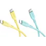 WENTRONIC Goobay Tropic Glow komplekts 2x USB-C silikona kabelis, 1,5 m, dzeltens, tirkīza (81275)