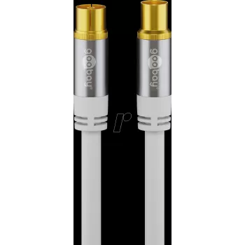 Wentronic Goobay TV antenas kabelis 1m balts, ar zelta pārklājumu, 4x ekranēts, 135dB, koaksiālais sieviešu-uz-vīriešu 70313