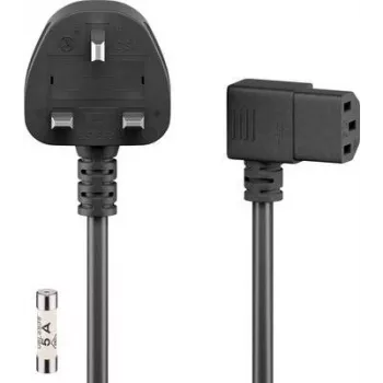 Wentronic Goobay barošanas kabelis UK 3 kontaktu spraudnis uz leņķisko IEC C13, 2 m, melns 45767